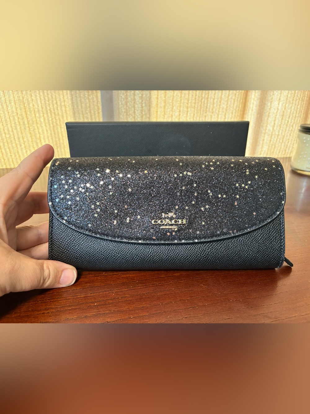 Coach Glitter Star Continental Wallet With Box